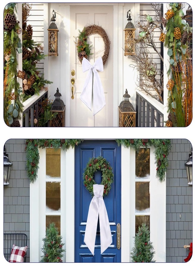 Fucibt 2 Pack Wreath Sash for Front Door, Blank White Sash for Monogram Embroidery, Front Door Porch Decor, Wreath Accessories, 5'' W x 54'' L (2) - Image 3
